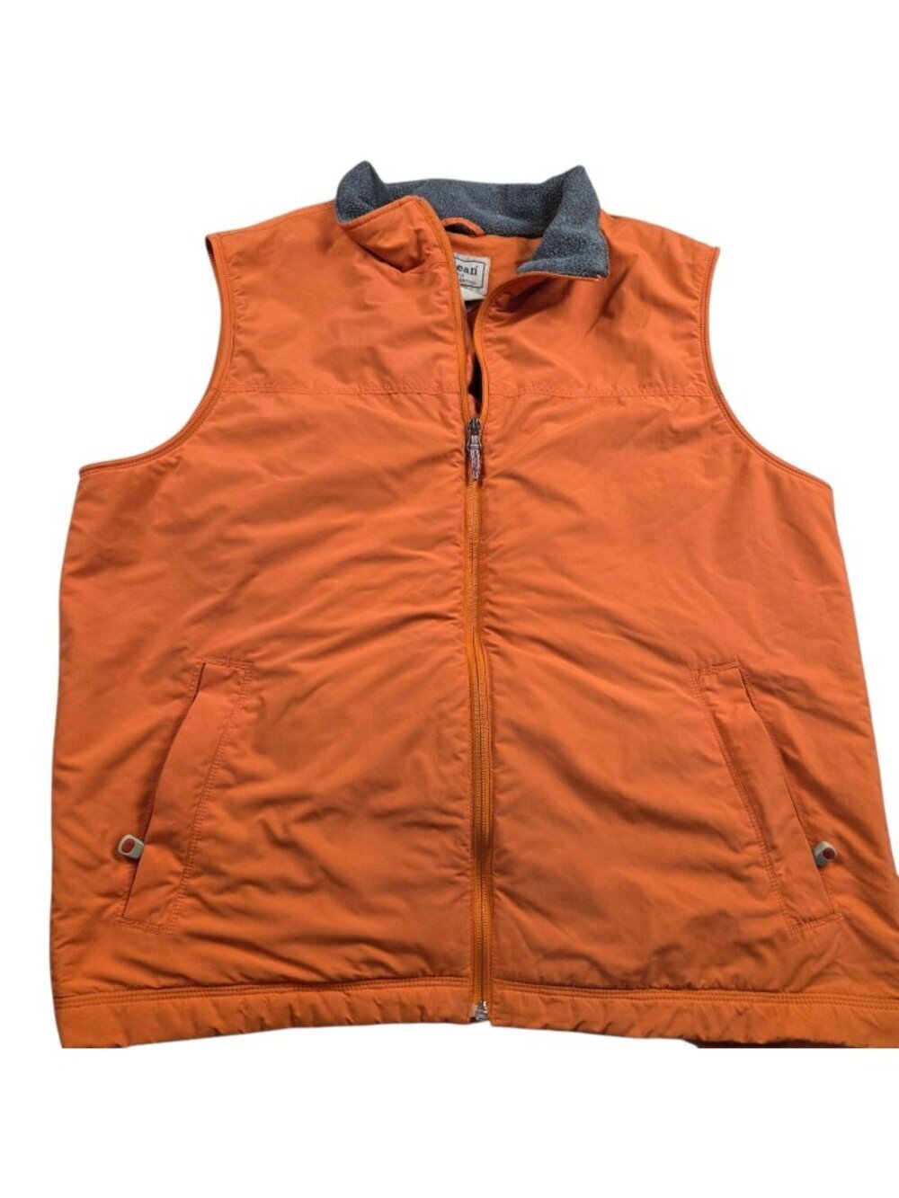 LL Bean Vest Mens Large Orange  Sherpa Lined Full Zip Hiking Camping Outdoors